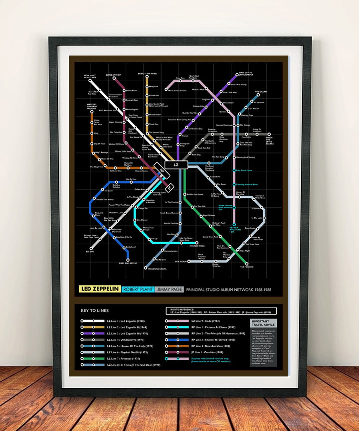 Led Zeppelin Page & Plant  Studio Music Metro Map